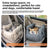 Dark grey padded dog car booster seat bed with strap, view 3