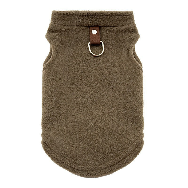 Soft hooded pet sweatshirt with pocket in Coffee Vest, side view