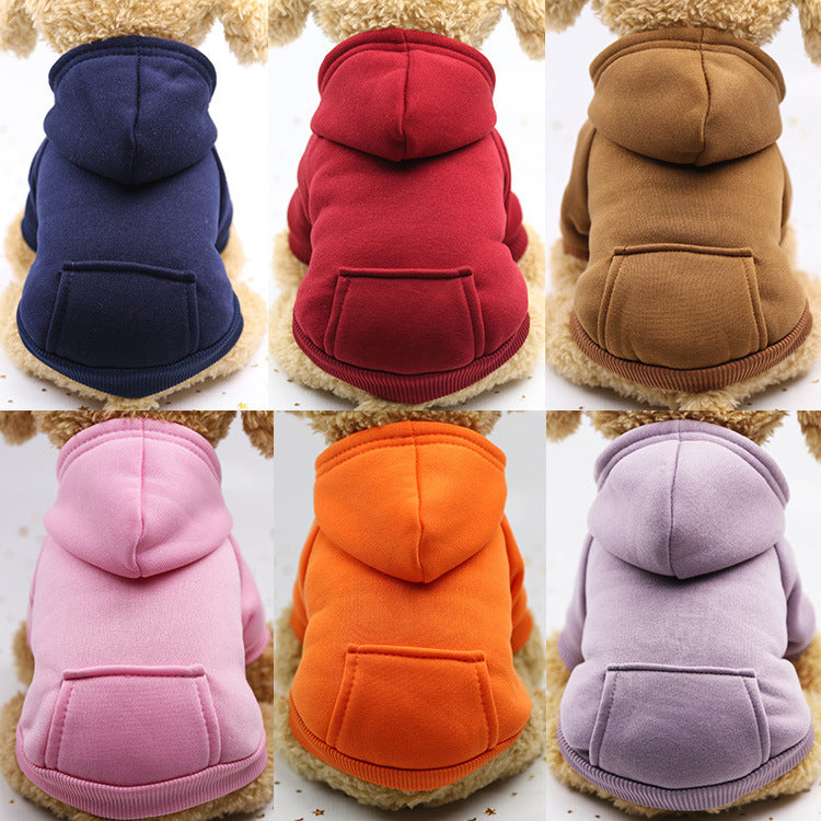 Soft hooded pet sweatshirt with pocket in Burgundy, front view