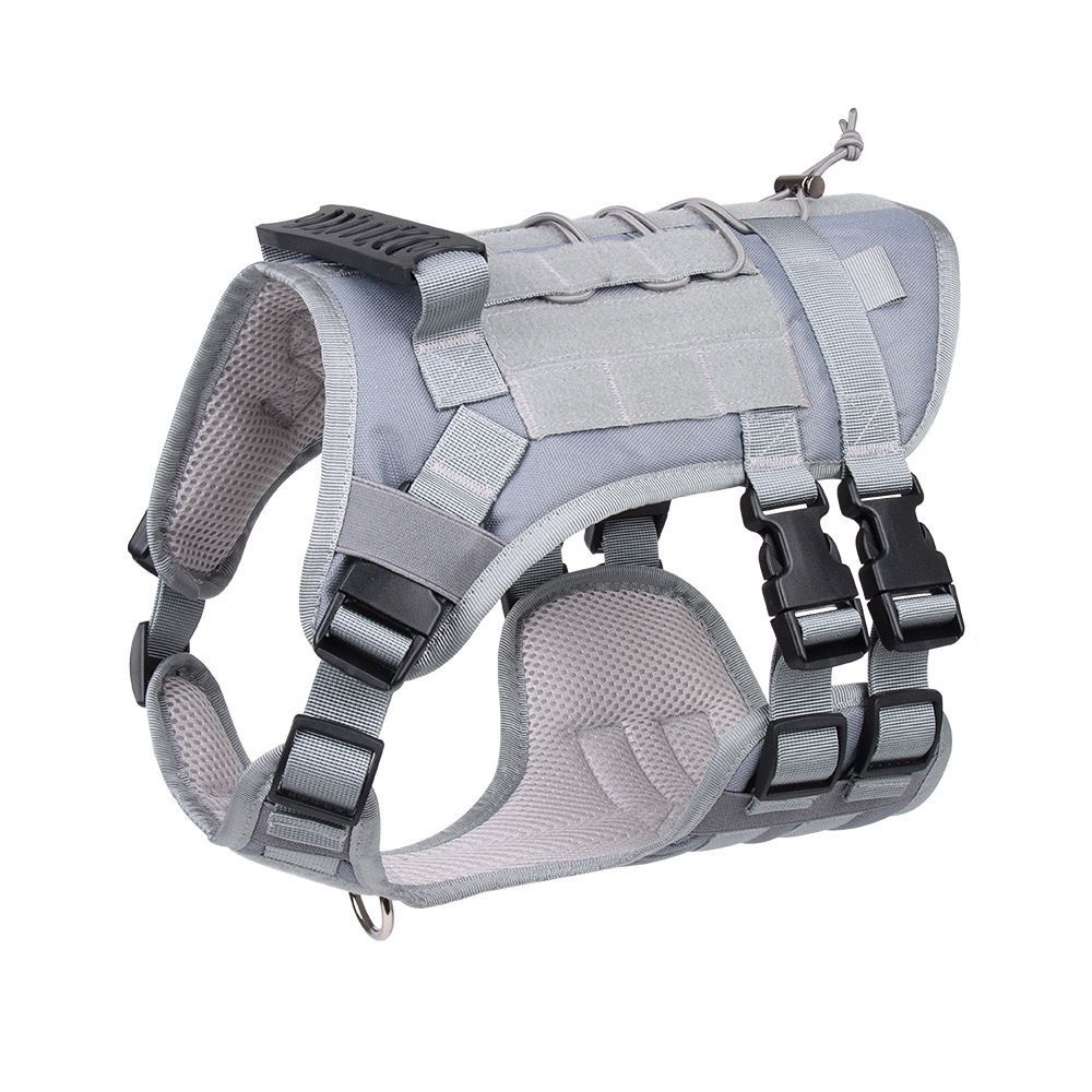 Black tactical harness for medium and large dogs with buckles