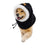 Small dog wearing a black winter hat with ear cover