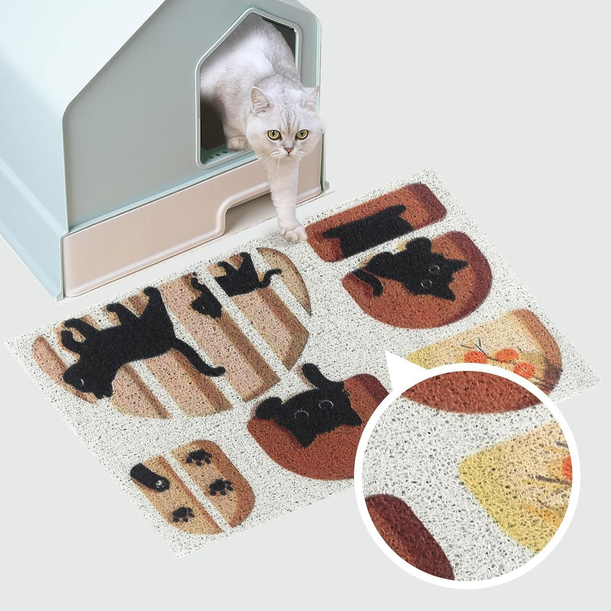 Coil Loop Cat Litter Trapping Mat, Washable Polyester Fibre