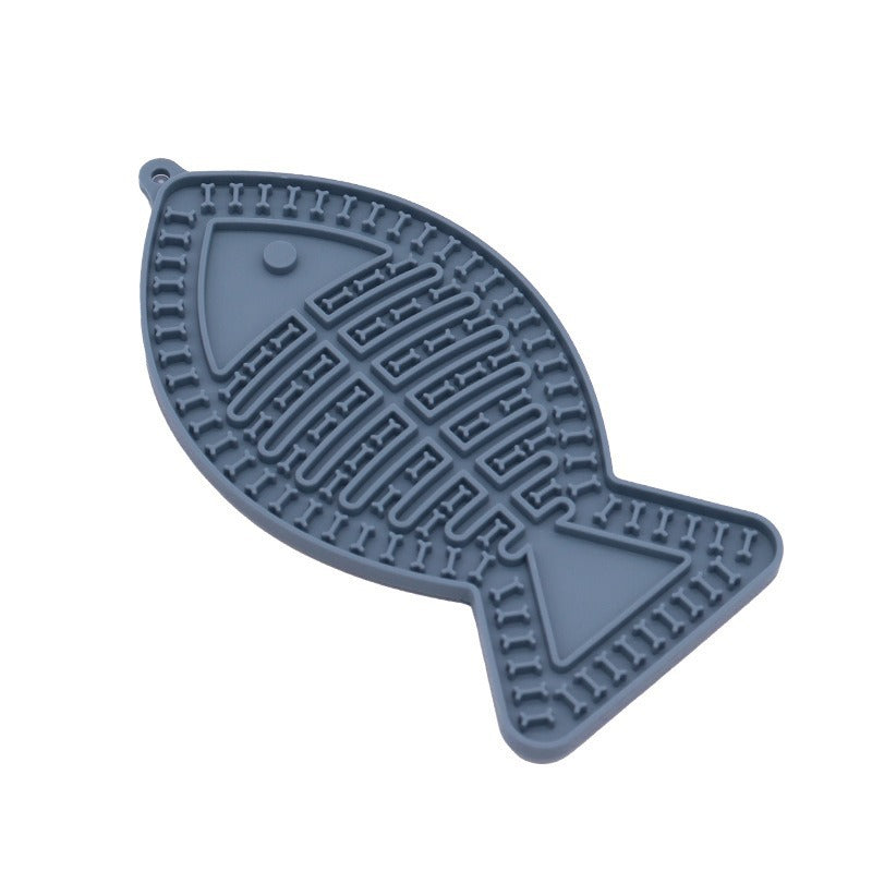 Fish-Shaped Silicone Slow Feeder Mat with Non-Slip Base for Dogs and Cats