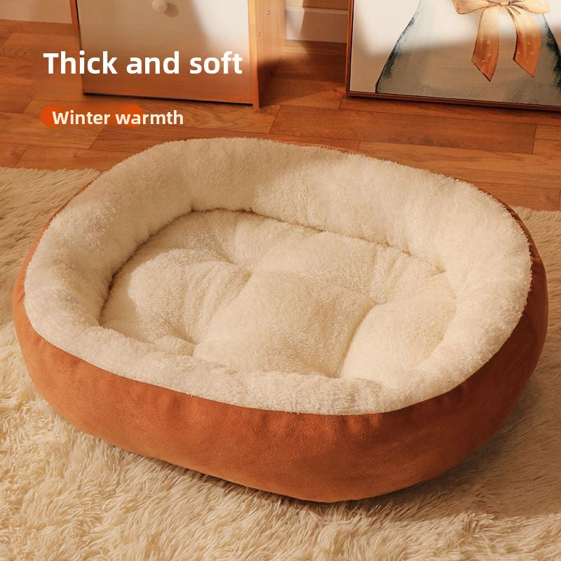Oval Nest Dog Bed for All Seasons, Soft Pet Sleeping Pad