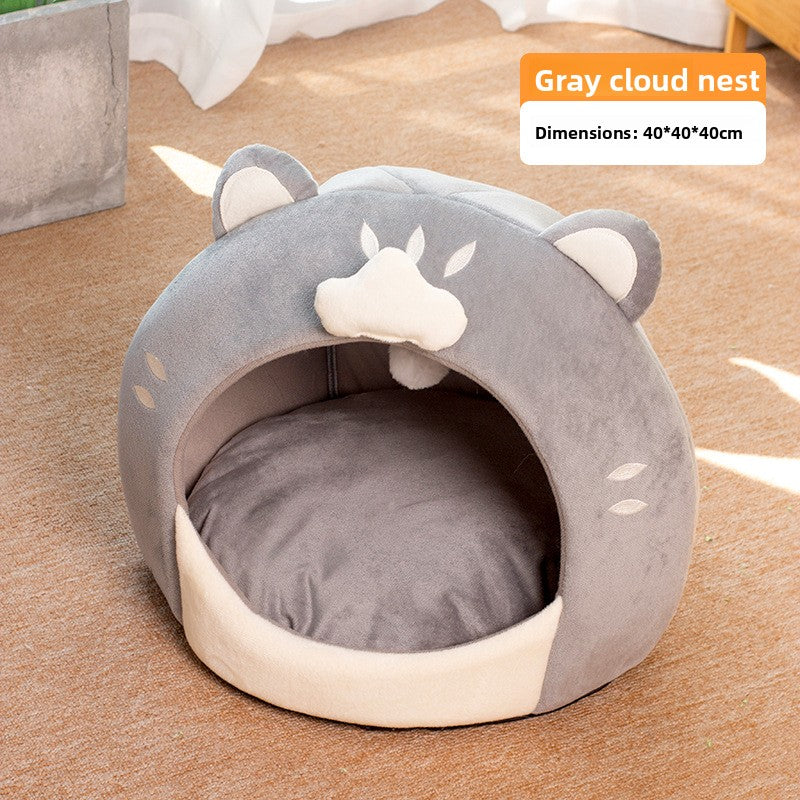 Egg shaped cloud pet nest in soft green cloth, product image 7