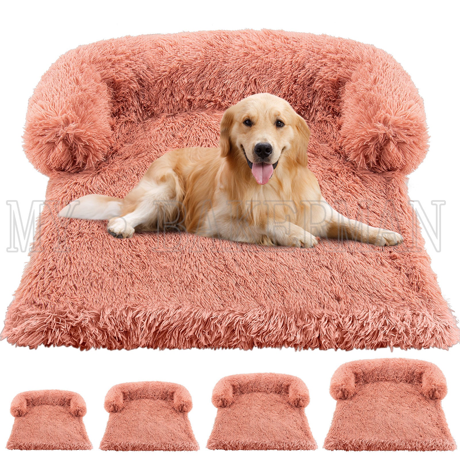 Removable washable plush square dog bed in dark grey