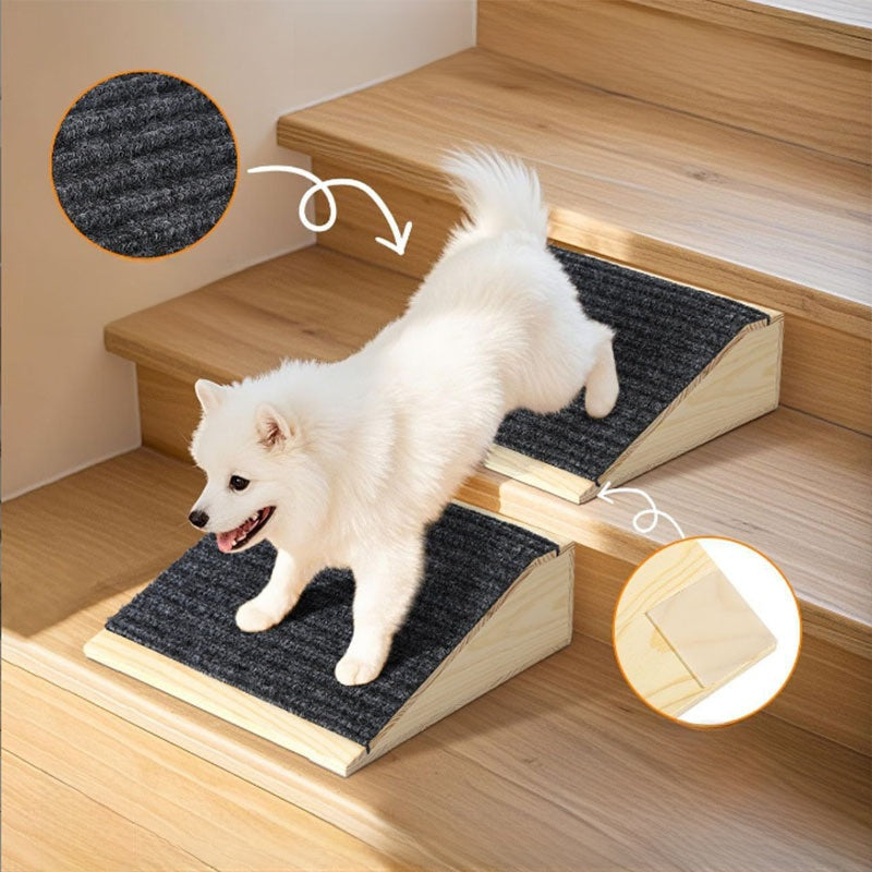 Natural solid wood pet step for beds and sofas