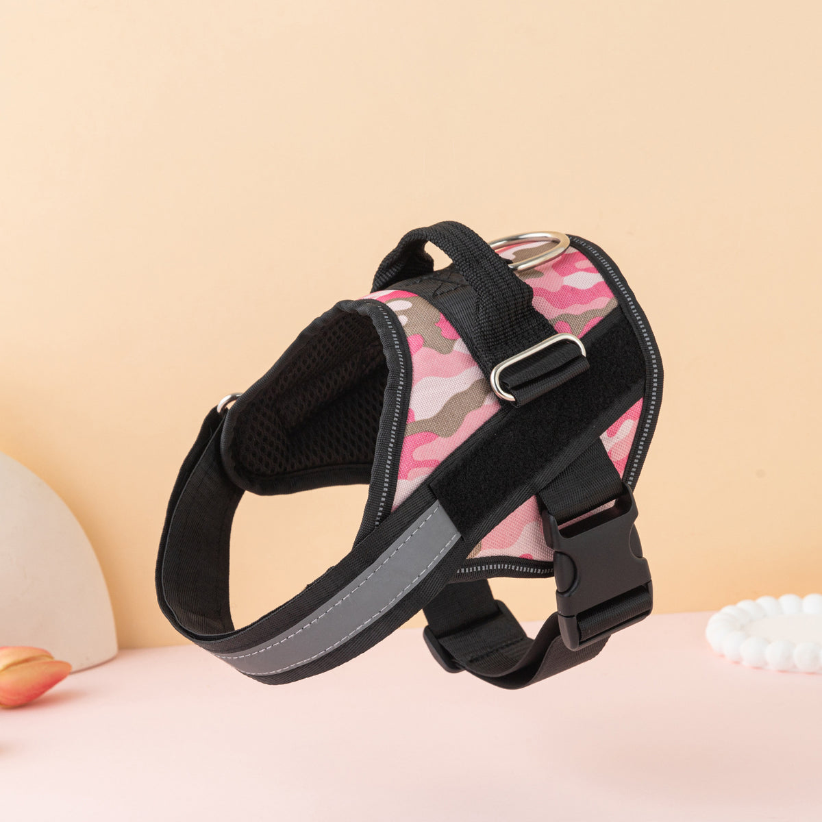 Reflective escape resistant dog harness in black, view 55