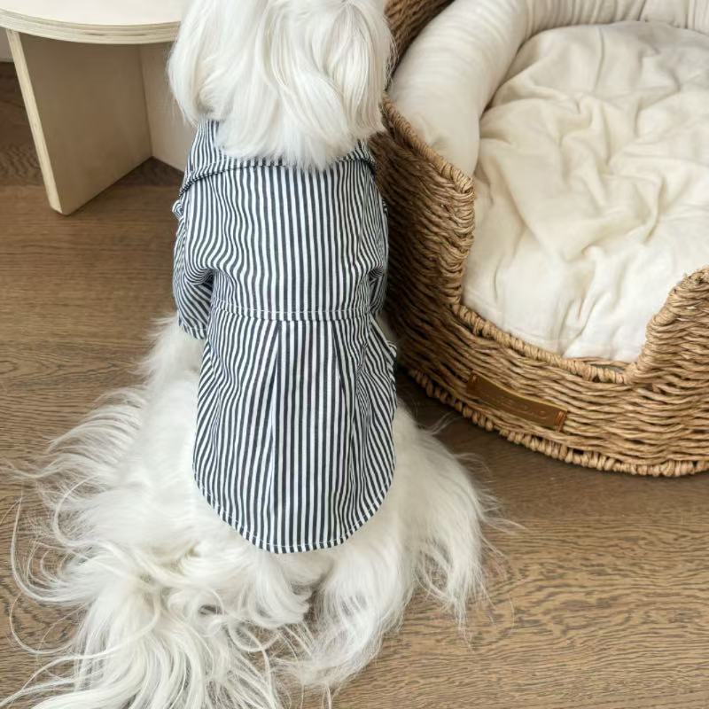 Striped polo collar dog shirt in summer polyester fabric, product image 3
