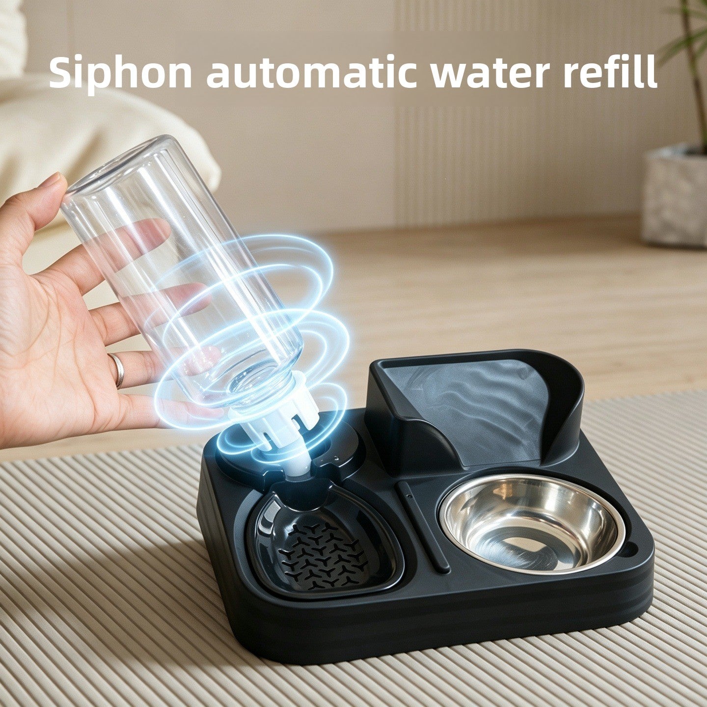 Automatic Pet Feeder and Water Dispenser Combo with Filter System in White or Black