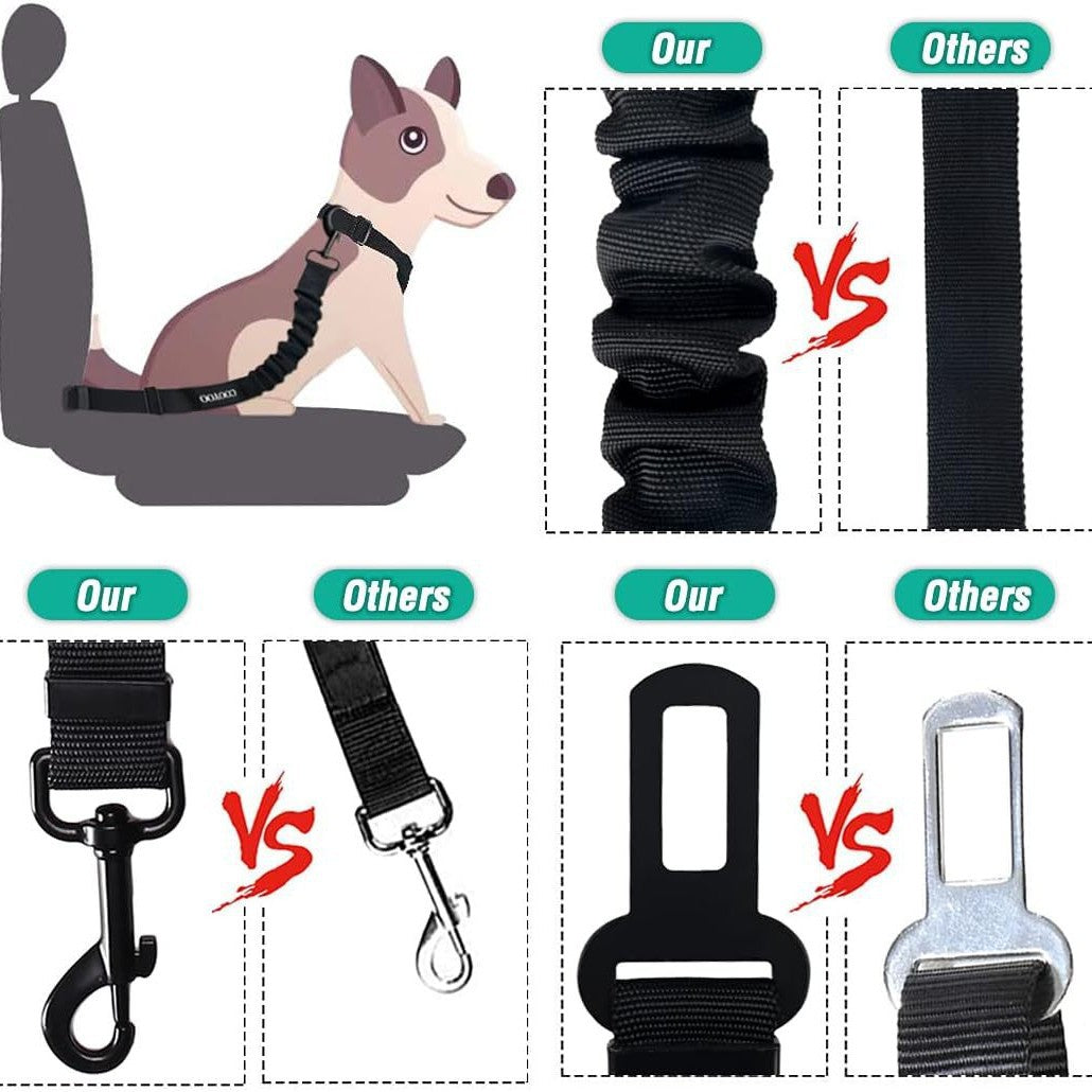 Elastic pet car seat belt lead in polyester webbing, product image 2