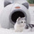 Semi-enclosed grey cat nest with thick sponge walls, photo 4
