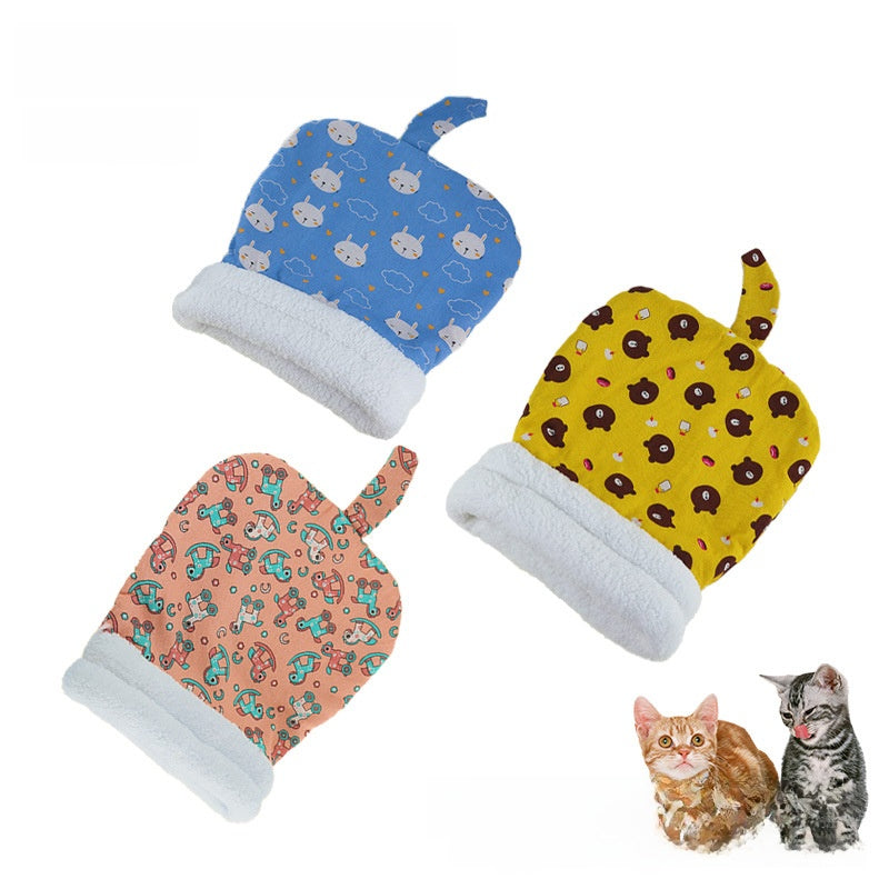 Plush hooded cat sleeping bag bed with pink deer design, product image 4
