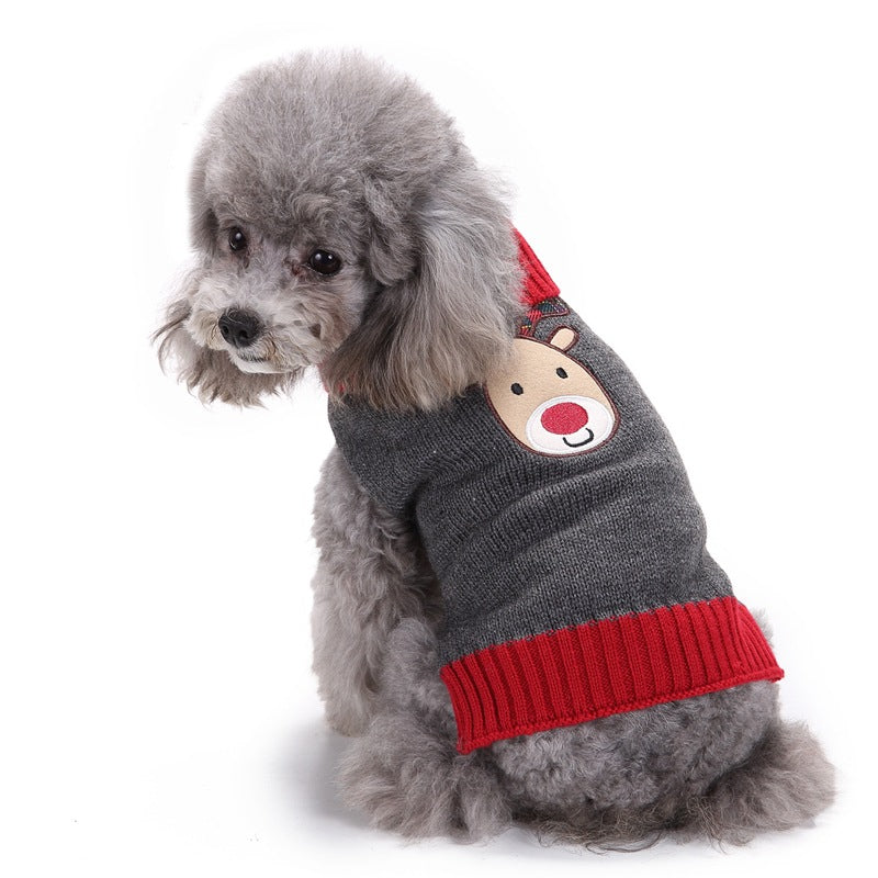 Grey Christmas reindeer knitted dog jumper, in Grey Reindeer, sizes 2XS to 2XL, image 5
