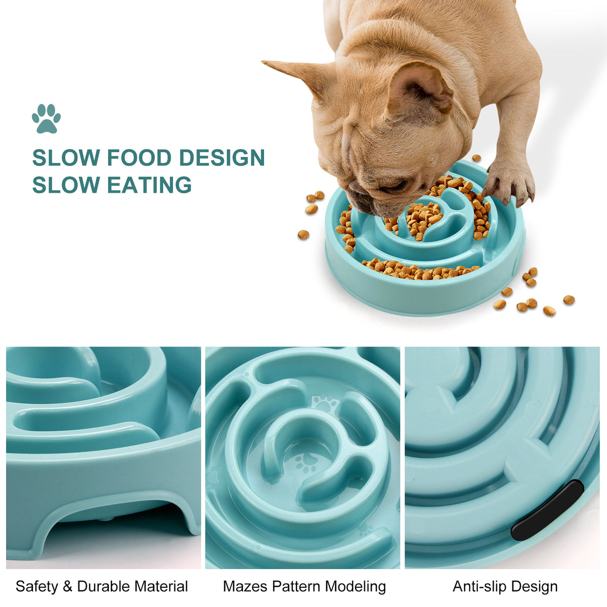 Slow Feeder Pet Bowl Anti-Slip Tray