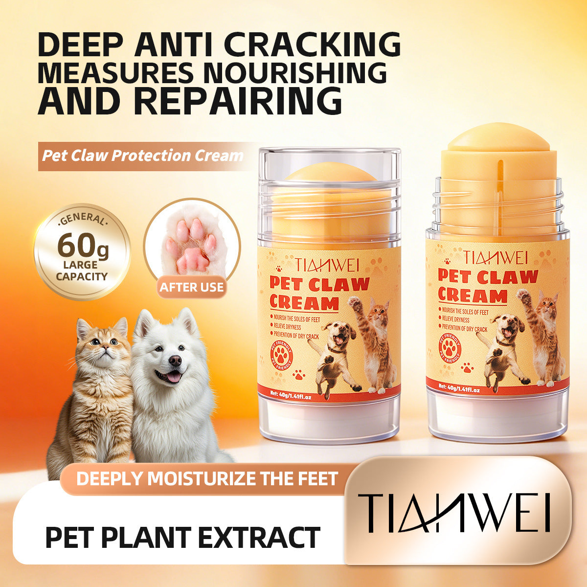 Pet Paw Balm Stick with Beeswax and Avocado for Dogs and Cats
