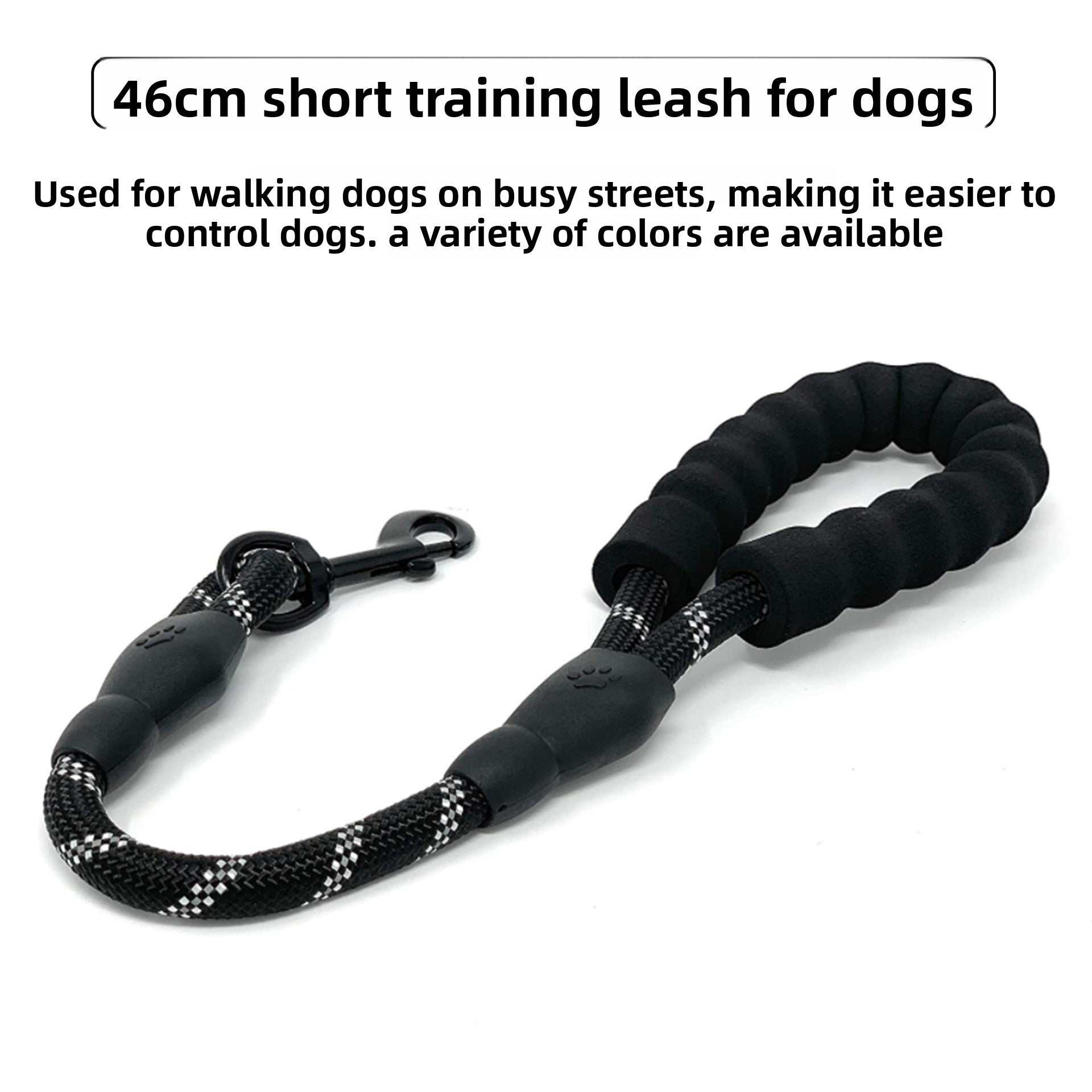 Short reflective traffic lead for dogs in 6 colour options