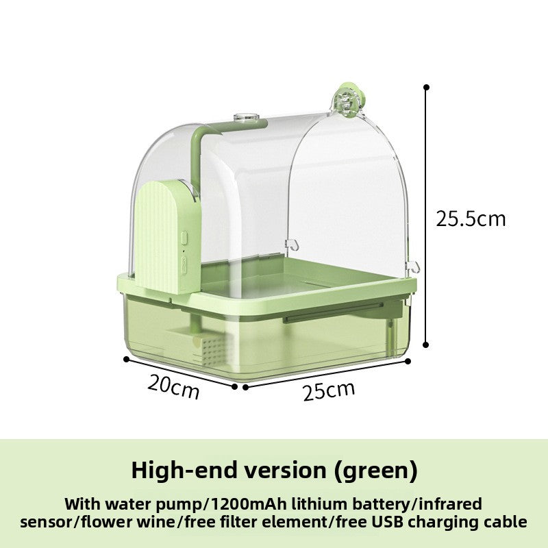 Cage-Mounted Bird Bath Basin with Optional Sensor Version