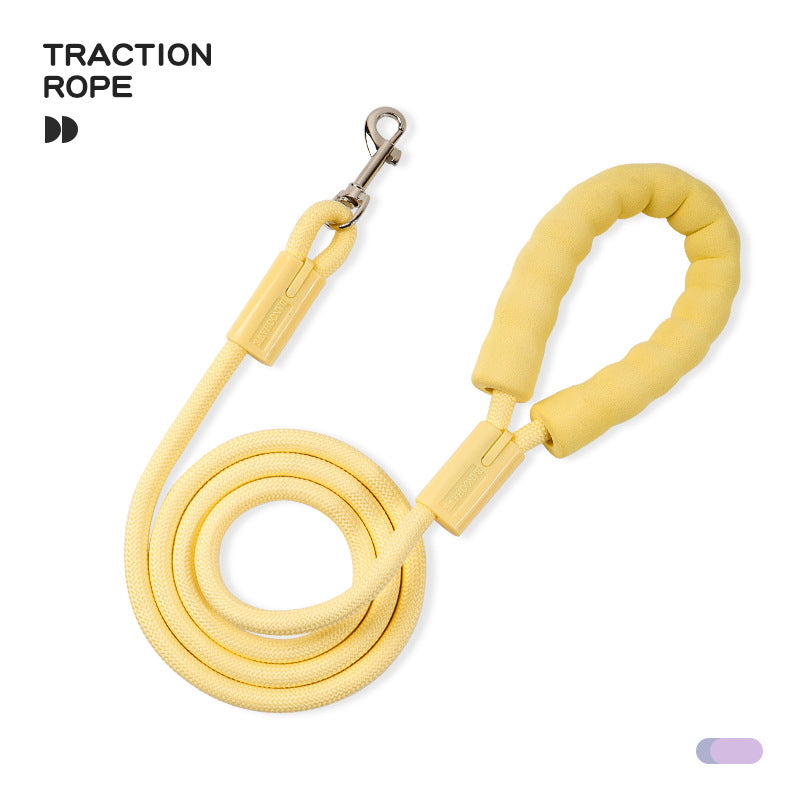 Round nylon rope dog lead in sky blue with metal clip