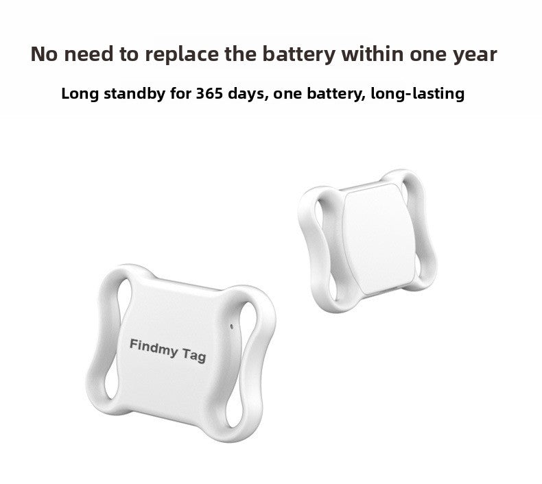 Bluetooth pet tracker tag with silicone collar in white