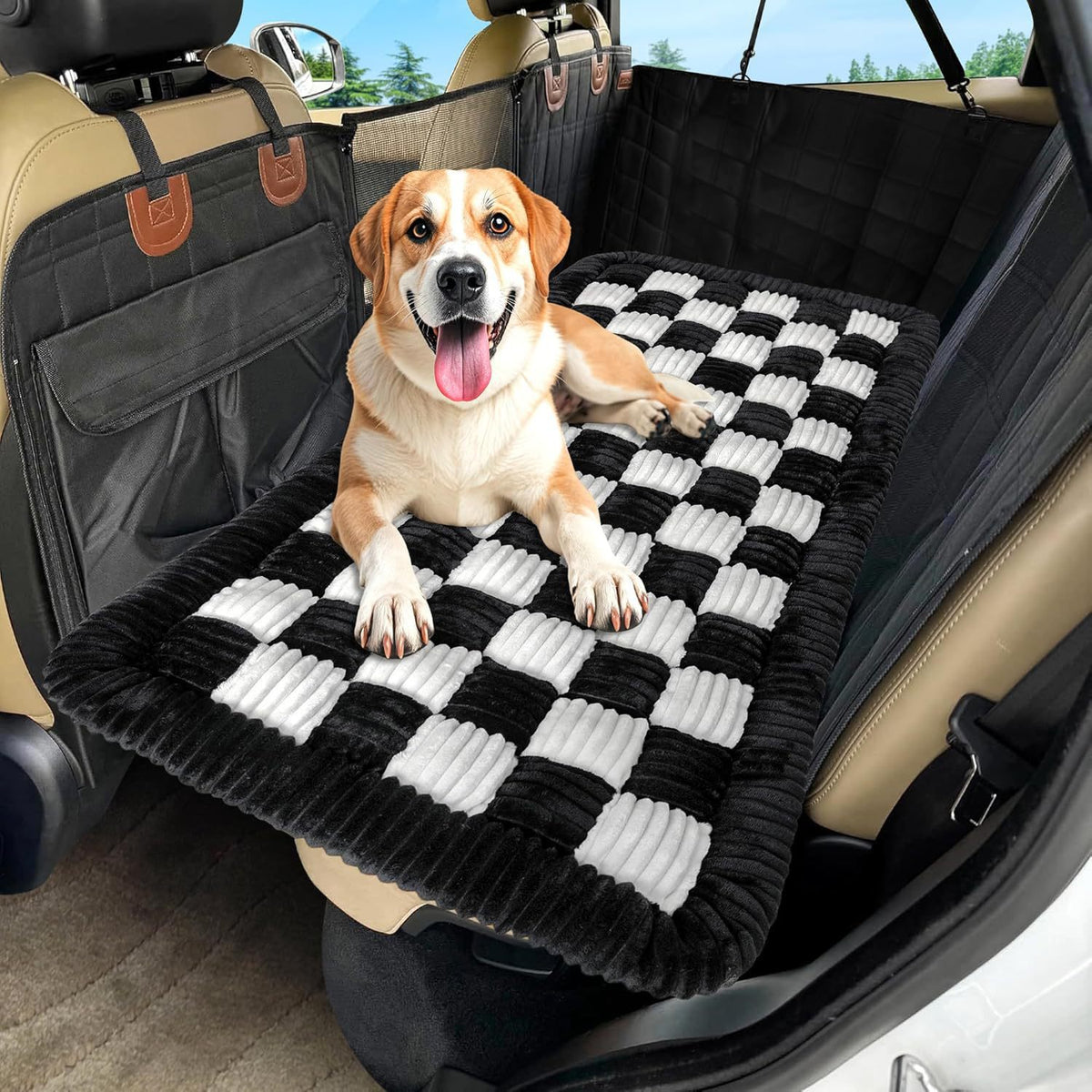 Plush checkerboard dog mat floor rug, photo 6 of 10