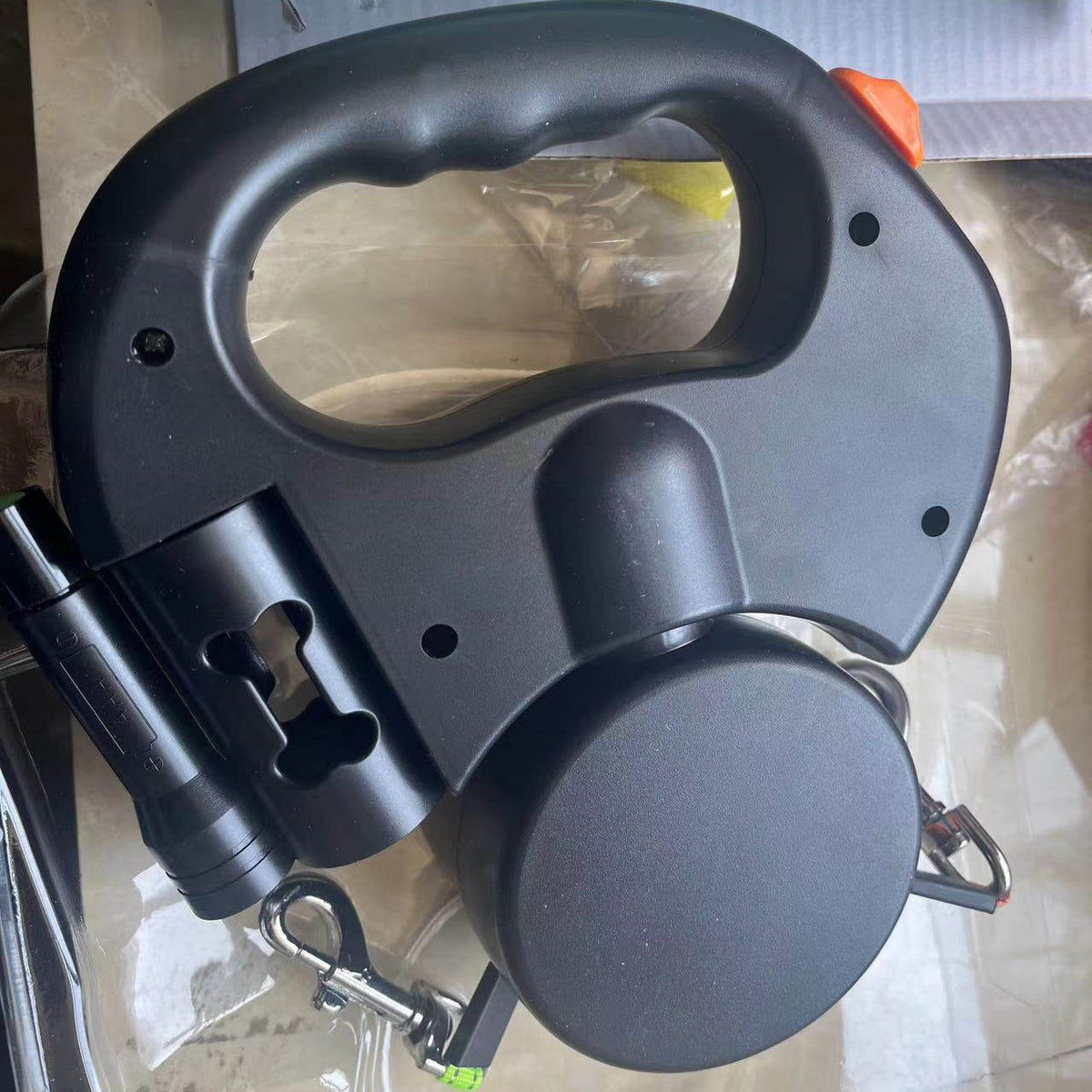 Green automatic retractable dog lead, available from Pet Royale UK