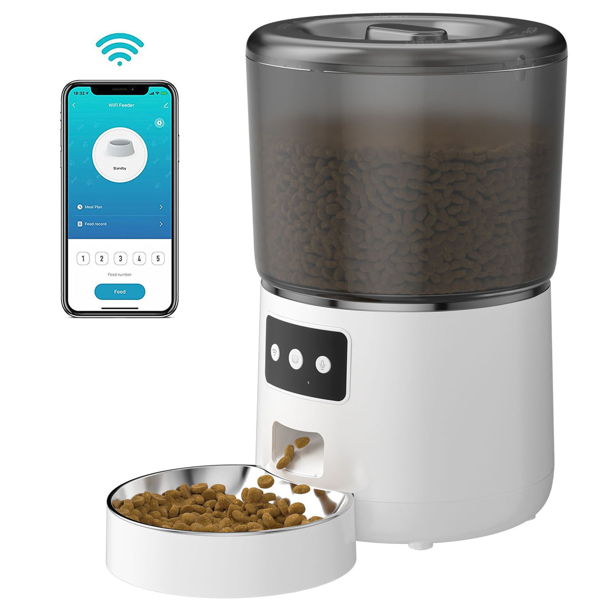 Automatic 4L Cat Feeder with App Control and Timed Portion Dispensing
