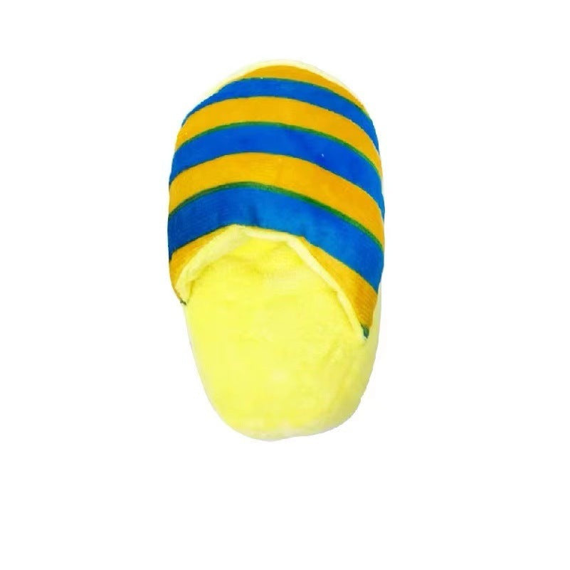 Plush squeaky slipper dog toy for chewing and play, view 4