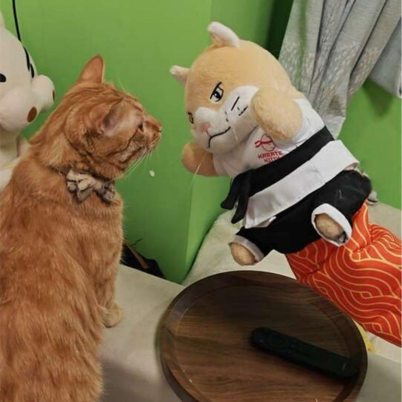 Cat boxing puppet toy with karate doll and gloves - photo 2