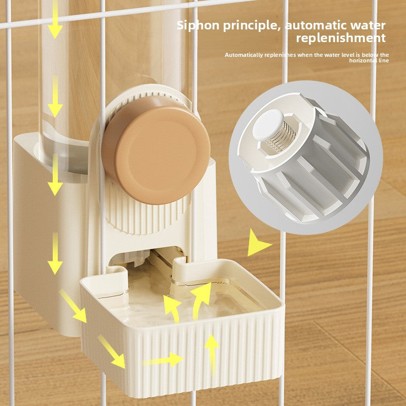 Hanging gravity pet feeder and water dispenser for cages in two tone colours, view 3