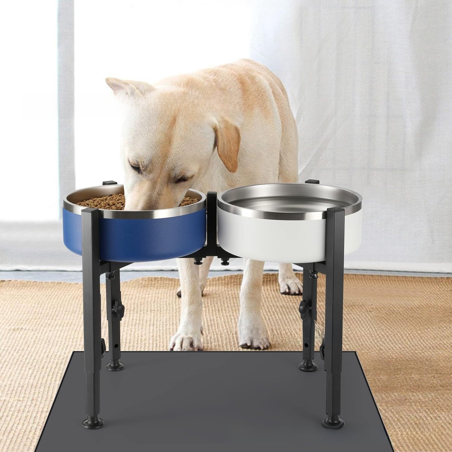 Adjustable Elevated Dog Bowl Stand with Single or Double Basin for Medium Dogs