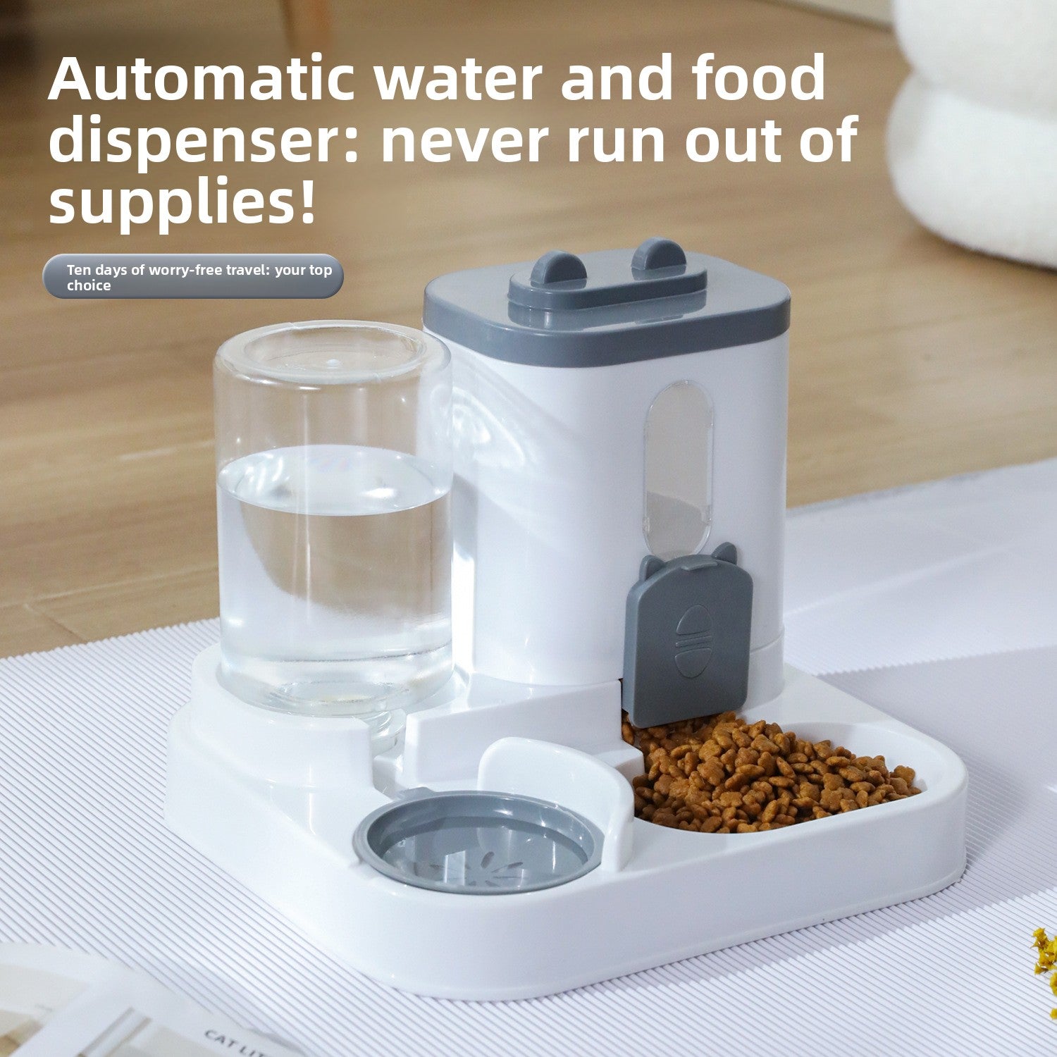 Automatic Pet Food and Water Feeder Bowl, 25cm Large Capacity, Quiet Design