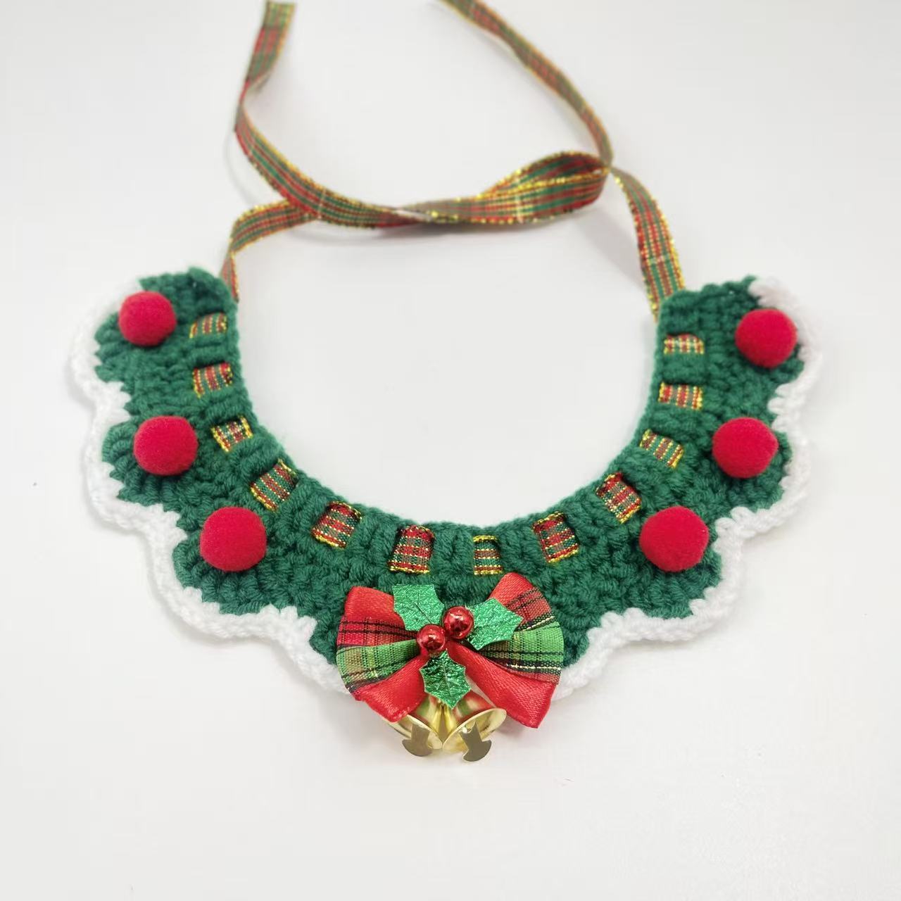 Hand knitted Christmas and floral pet scarf for dogs and cats, image 7