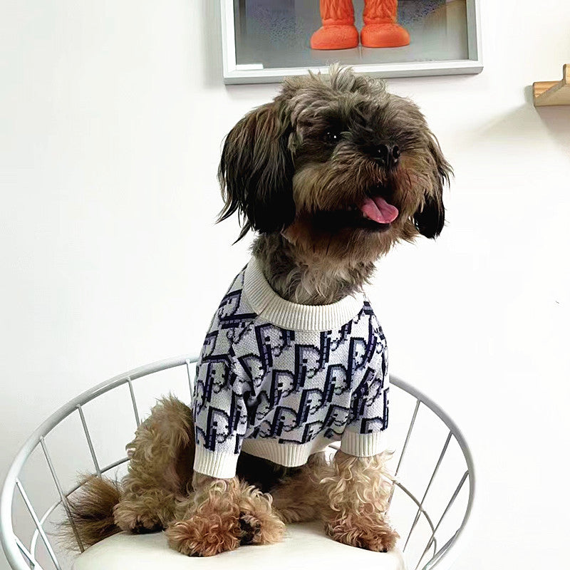 Blue and white cotton dog t shirt, in Blue and White, image 3
