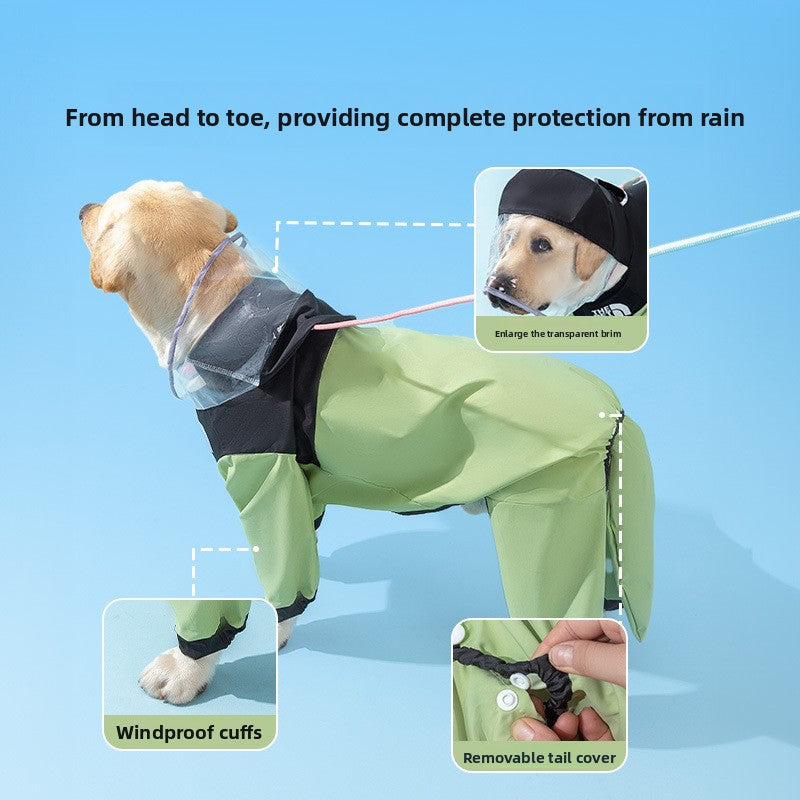 Four leg raincoats for large dogs in several styles