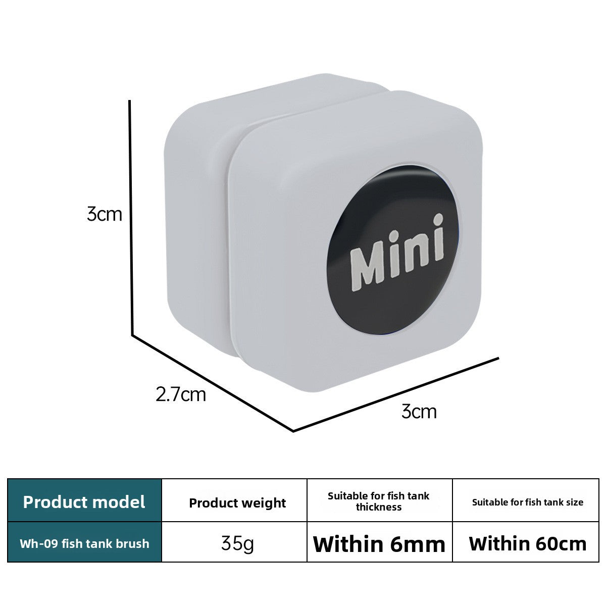 Mini floating magnetic glass cleaner for small fish tanks, view 7