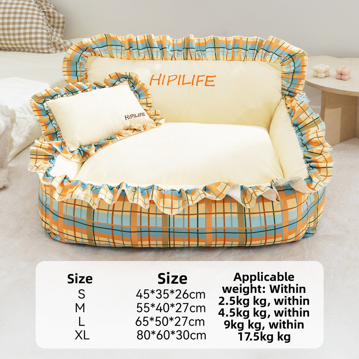 Detachable open pet bed with matching pillow in a cute print pattern, photo 31