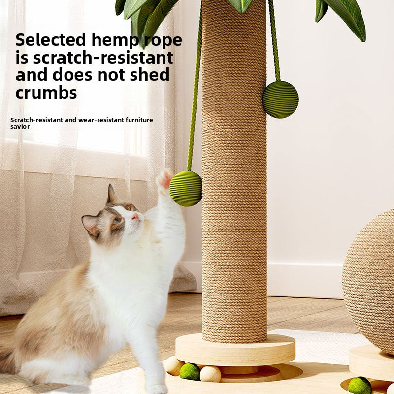Palm tree cat climbing frame with rotating top and ball toys, photo 3