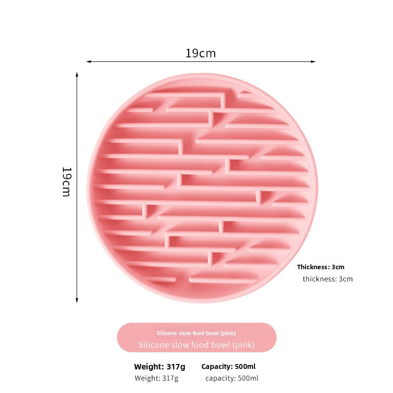 Silicone Slow Feeder Bowl with Suction Base for Cats and Dogs in Striped Design