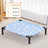 Elevated dog bed with removable cover in grey rabbit print