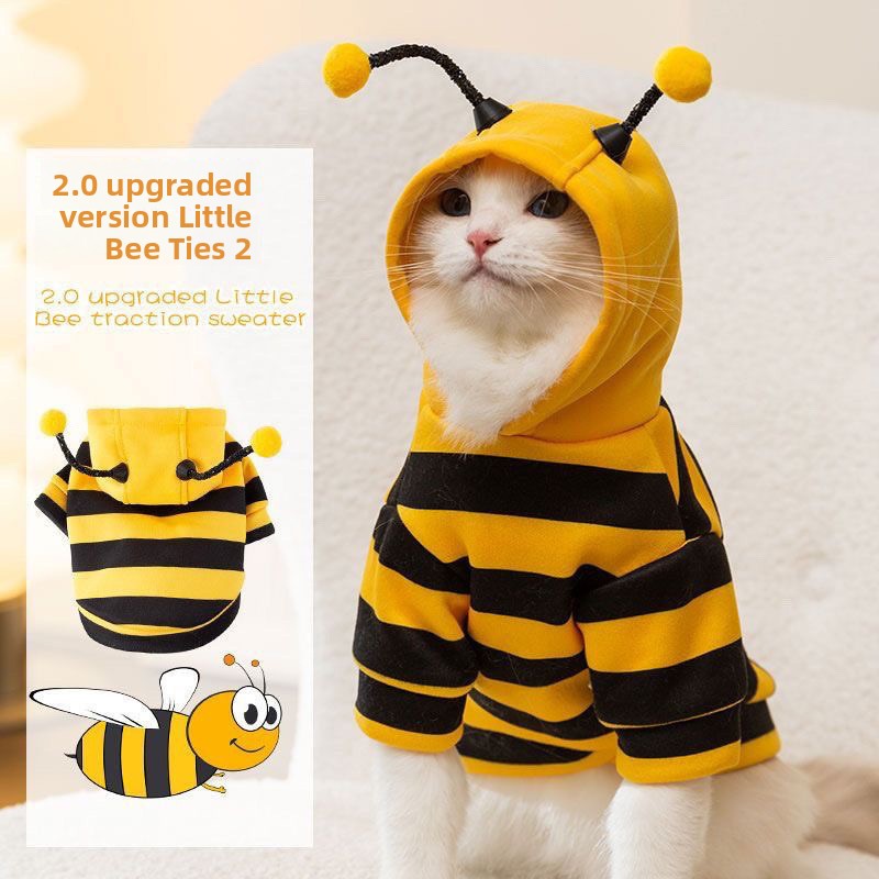 Little bee velvet lined pet sweatshirt for dogs, in Yellow Bee, image 1