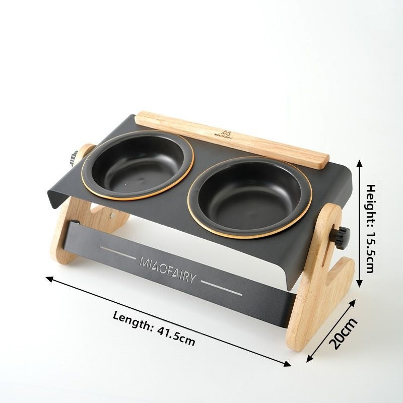 Adjustable Height Ceramic Pet Feeding Bowl with Metal Stand for Cats and Dogs