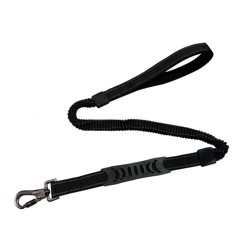 Reflective bungee dog lead in fluorescent green with metal clip