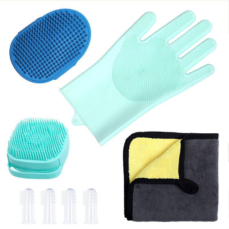 Silicone Pet Grooming and Bath Gloves Set, Anti-Scratch Protection
