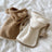 Warm cape shawl for small dogs and cats in Coffee, material detail