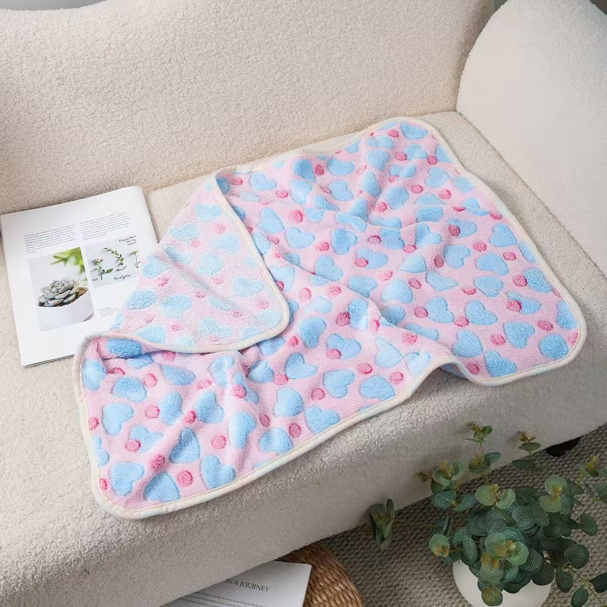 Small coral fleece pet mat, product gallery photo