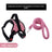 Dog harness and lead set shown in pink, purple and black