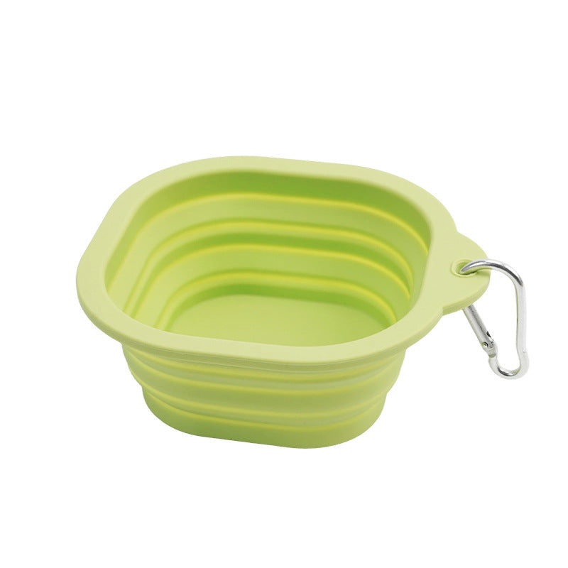 Outdoor Portable Folding Silicone Pet Bowl with Carabiner, 350ml and 650ml Sizes