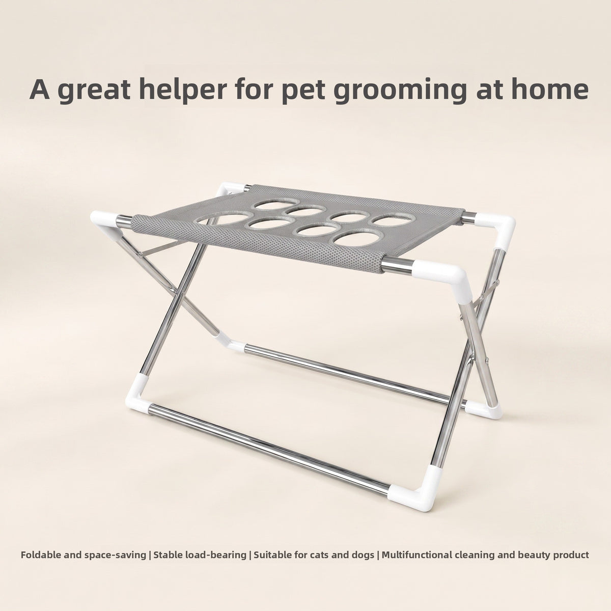 Adjustable pet bathing and grooming stand, shown in 5 colours and styles