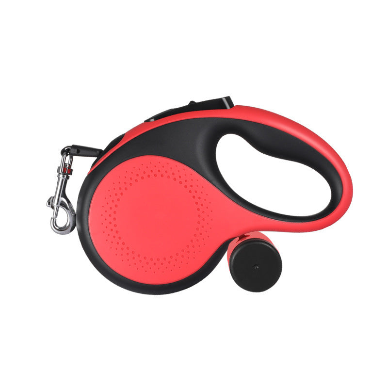 Automatic retractable dog lead with poo bag holder in blue